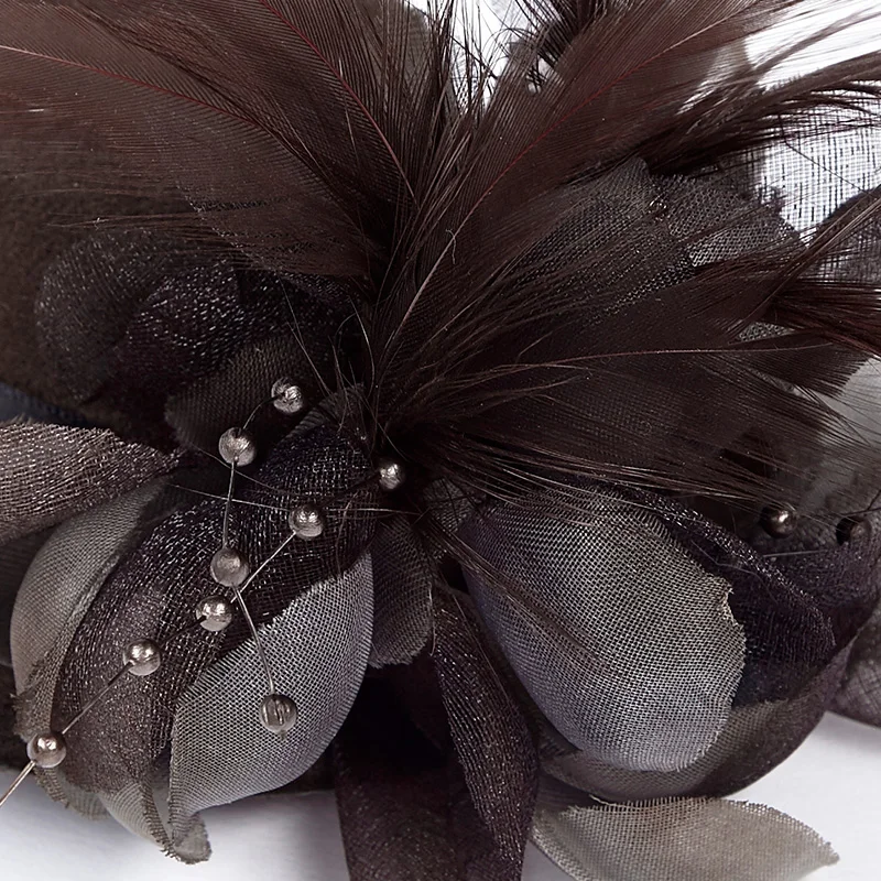 S-244 Palace party rich lady mini hat style flower hair decoration feather hairpin