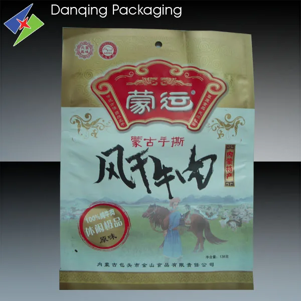 Special shape food packaging bag with handle for Diced Beef