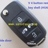 v 4 button remote flip key shell with slide door button (HU66)
