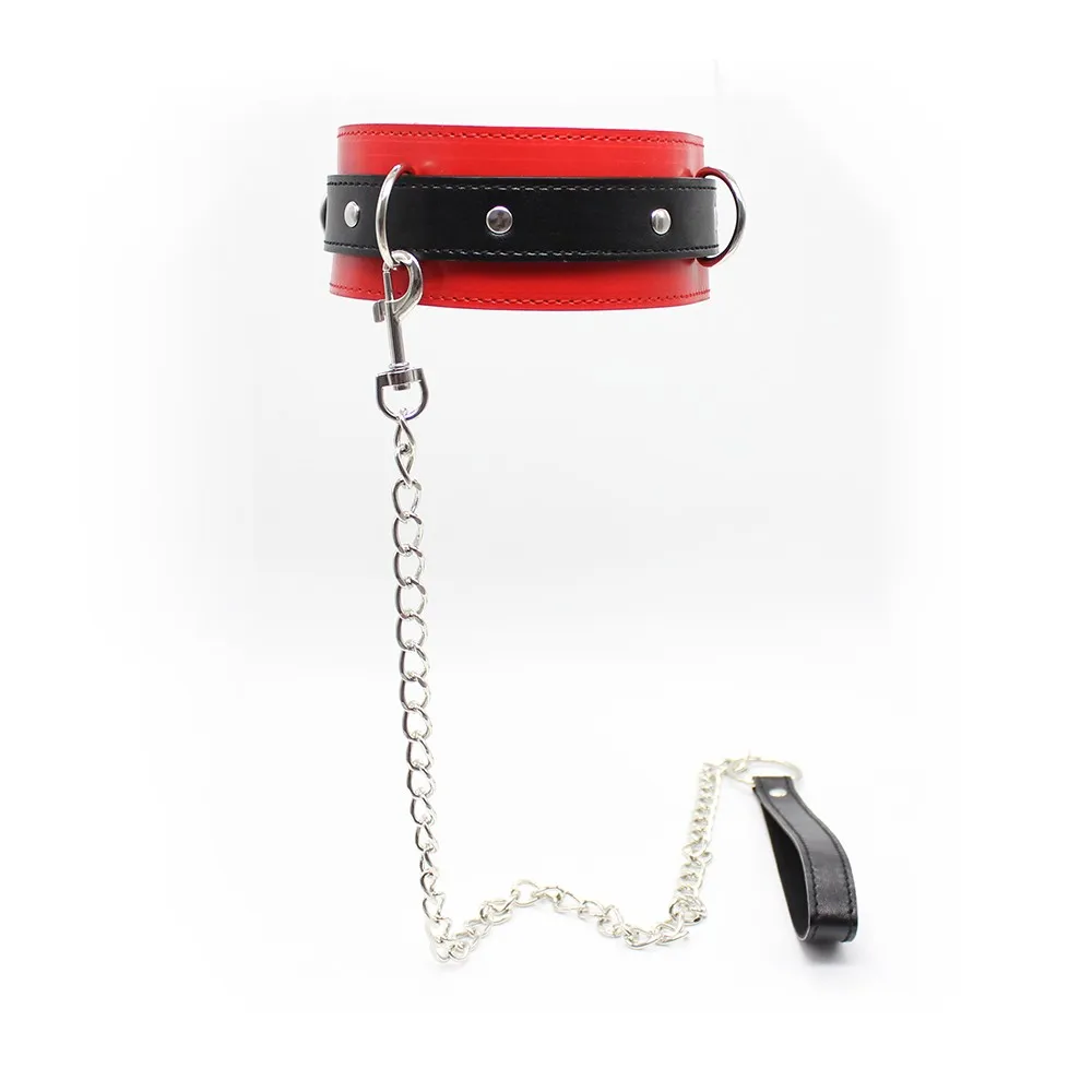 white/black/leopard/red collar with chain leash, bdsm bondage