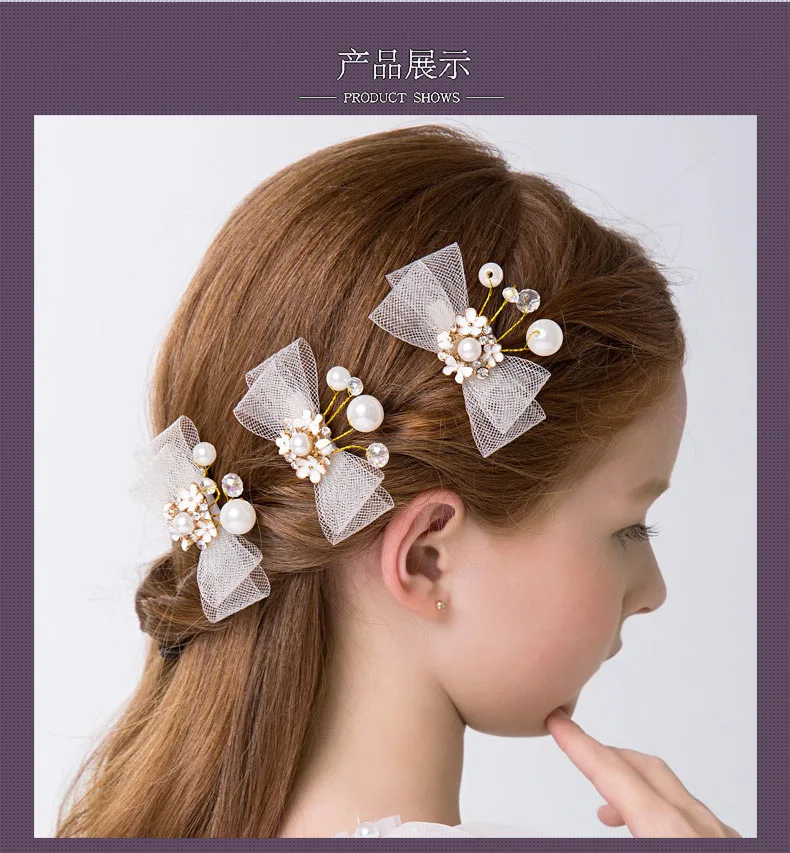 Flower Girls Crystal Hairpin Girls Headpiece