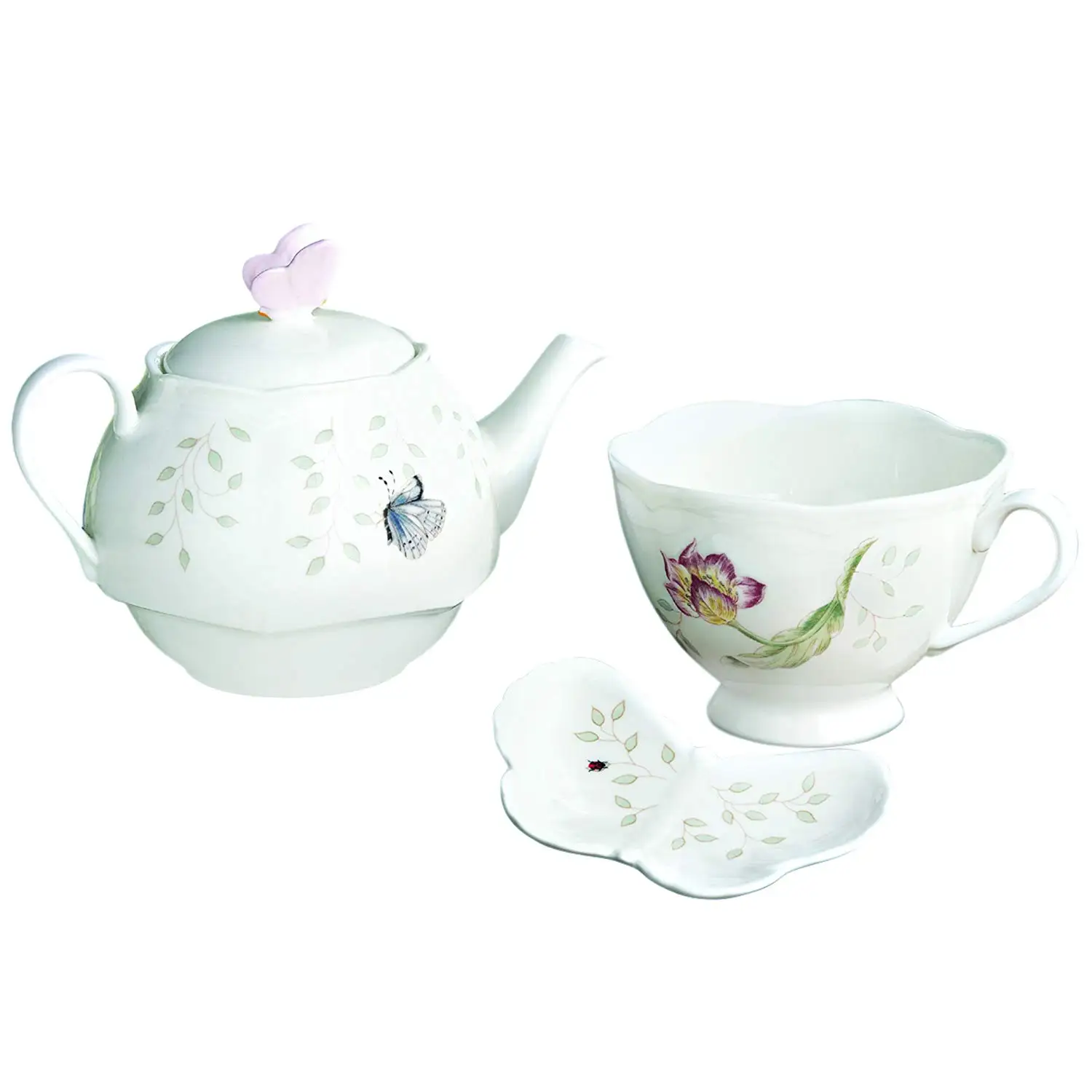 NWT Lenox Butterfly Meadow Colors YELLOW Set of 4 Cup and Saucer Sets PERFECT