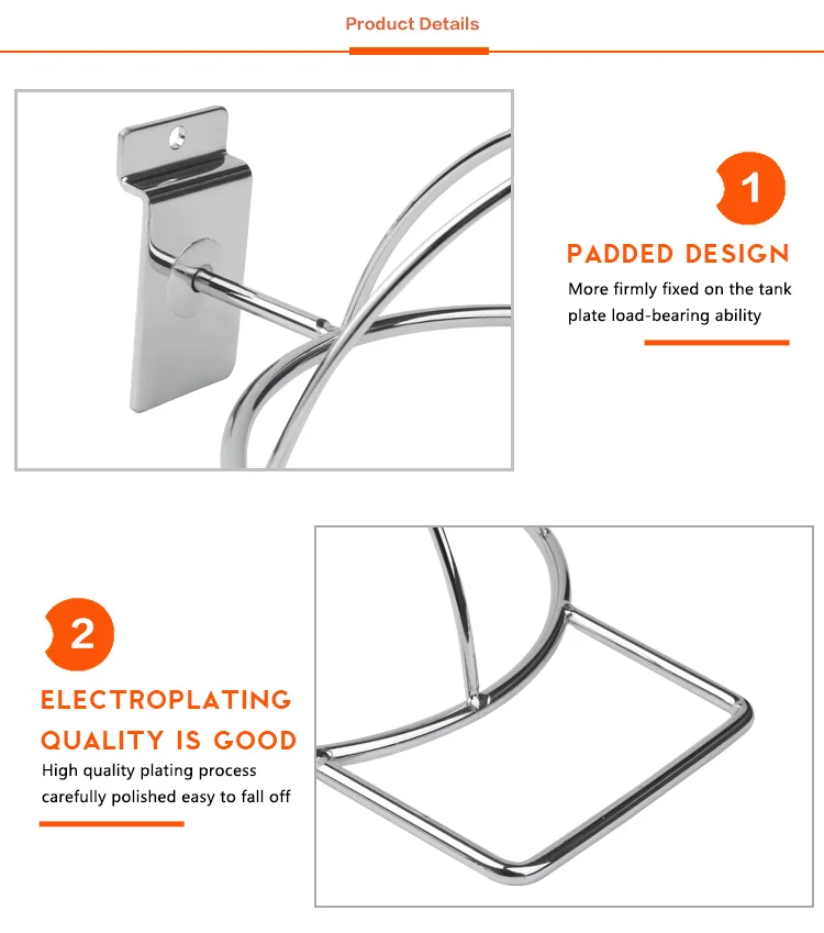 Metal Wire Chrome Plating Slatwall Hook Baseball Cap Hat Rack For