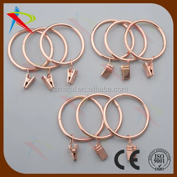 Curtains Ideas 2 inch curtain rings with clips : Shiny copper 2 inch curtain rings with small curtain ring clips ...