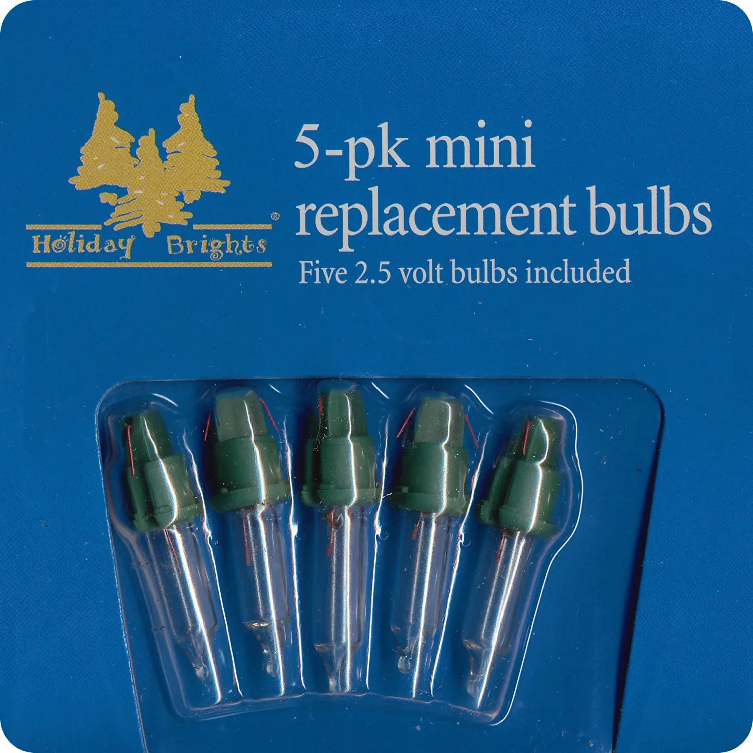 Pack of 5 Clear Steady Burning Mini Replacement Christmas Light Bulbs 2.5 Volt