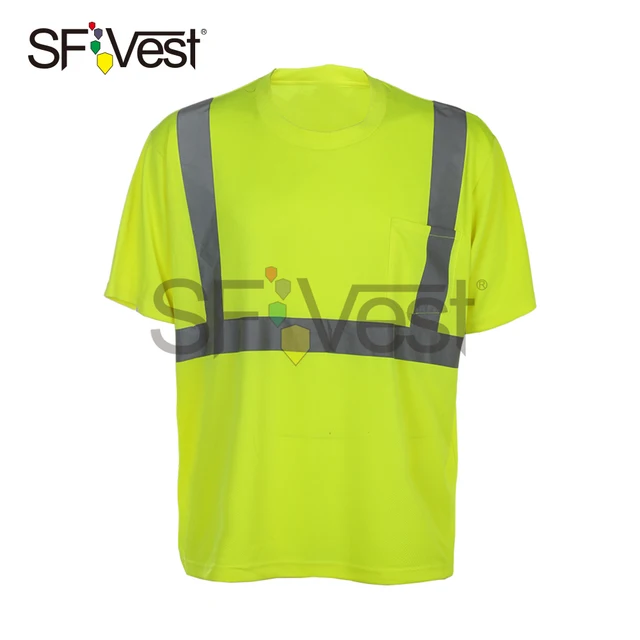 promotion hi visibility reflective safety shirt for airport roadway traffic security warning safety breathable workwear t shirts