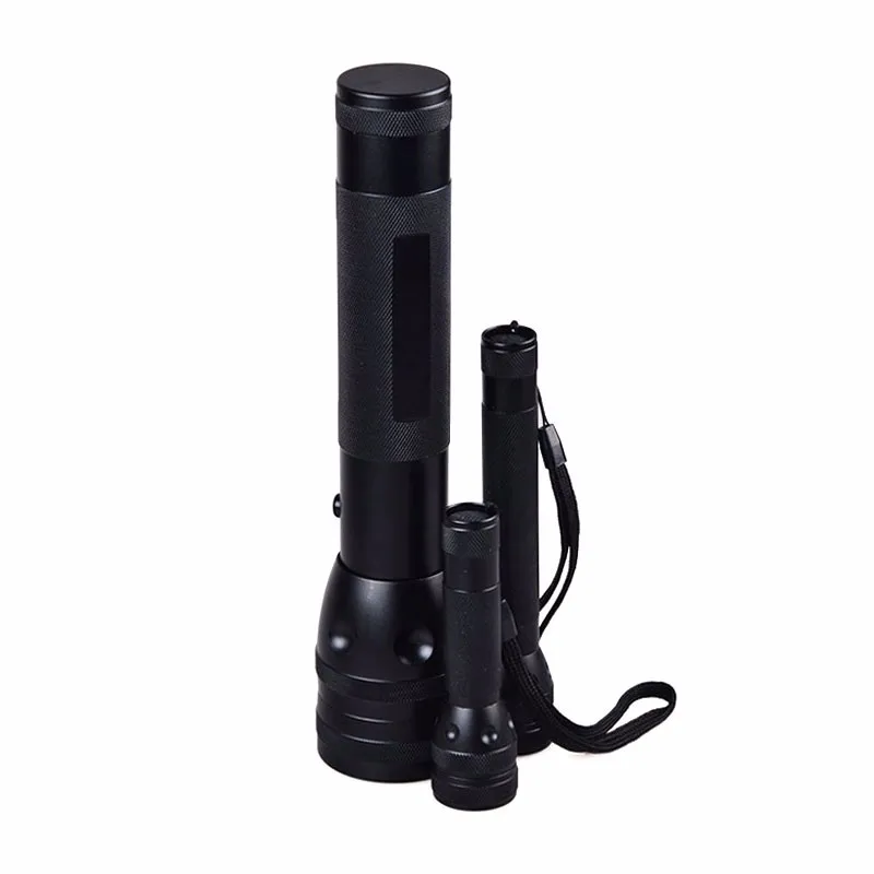 Heavy duty D cell battery operated black 2d aluminum flashlight