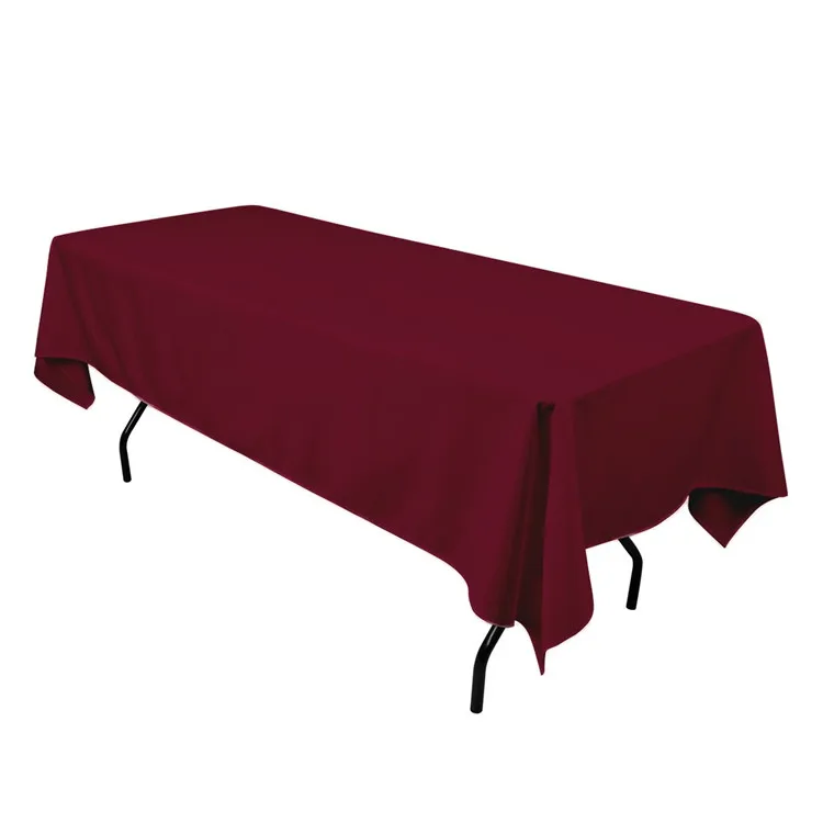 White Rectangular Hotel Polyester Tablecloth Table Cover / Wedding