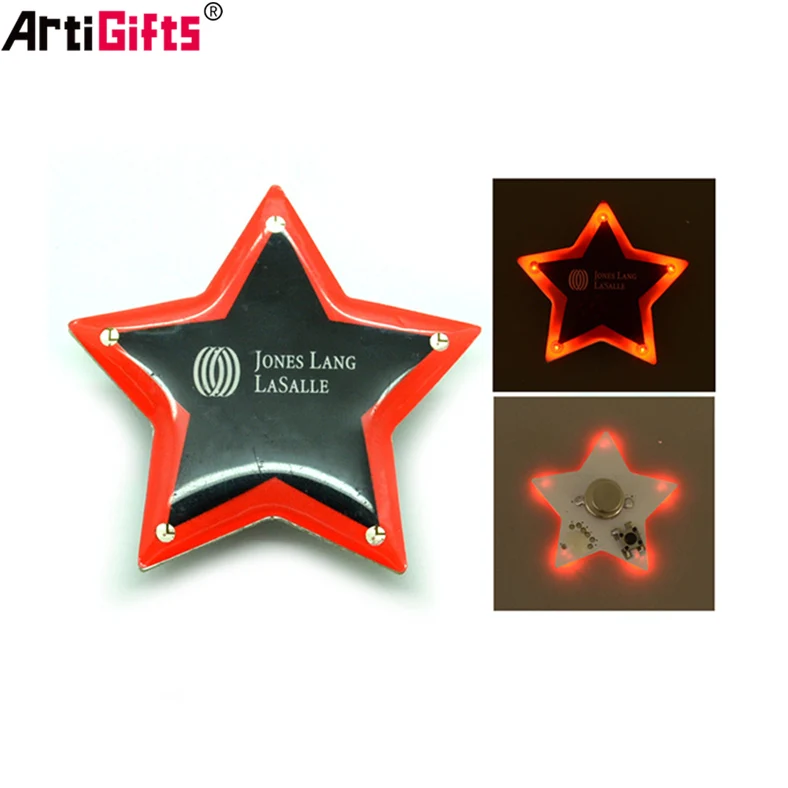 Customized Bulk Hot Sale Promotion product plastic led star badge