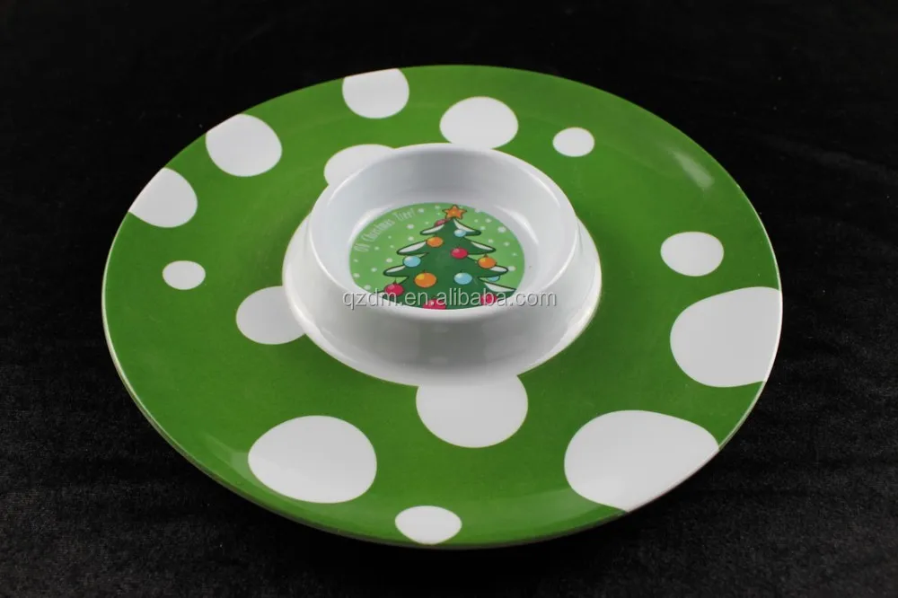 Round Melamine Chip And Dip Plate 12 Inch