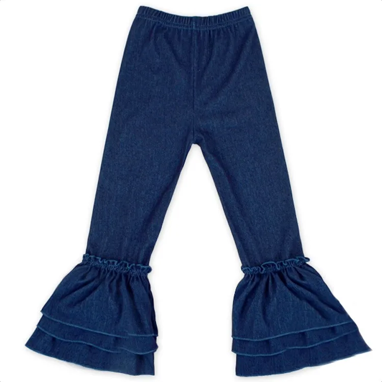 Little Girl's Vintage Jeans Bell-bottoms Blue Denim Pants Skinny Pants ...