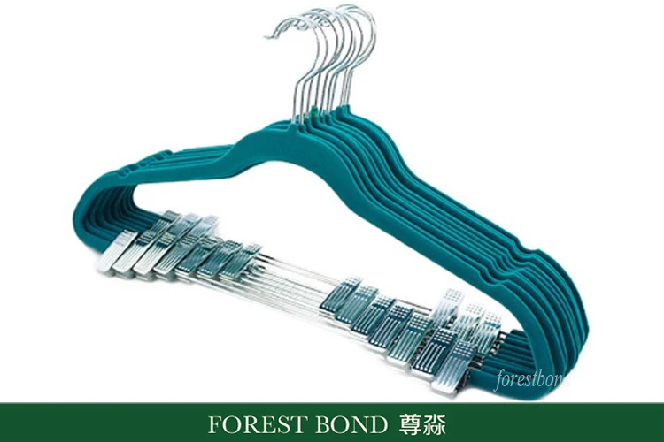 Non Slip Velvet Flocked Suit Hanger With Metal Clips For Pant Buy