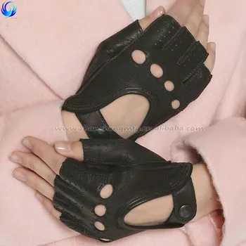 ladies fingerless leather fashion gloves