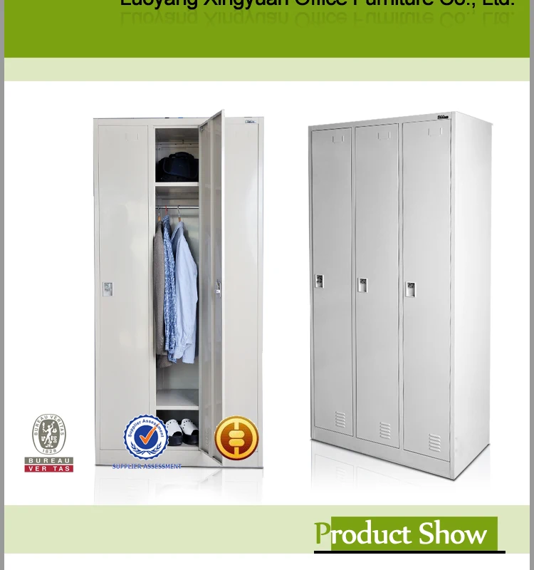 Factory custom high quality stainless steel cheap modern 3 door lower white wardrobe with legs