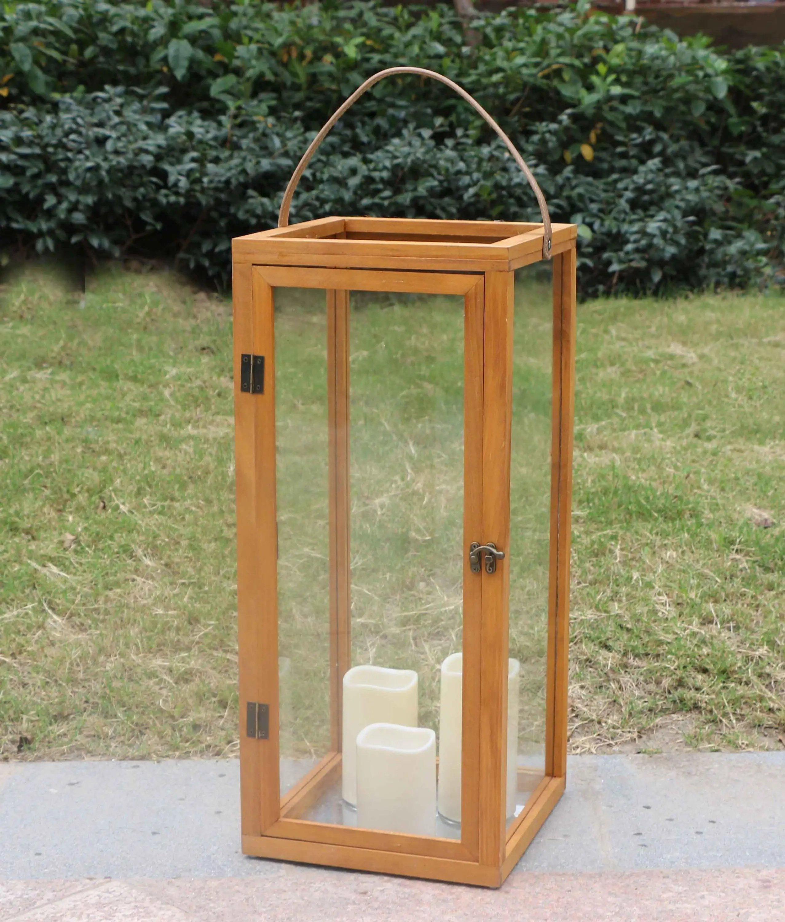 Wholesale Wedding Decoration Set Of 3 Brown Color Wooden Candle Lantern