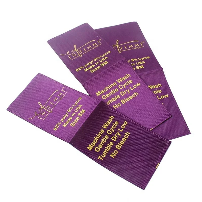 Garment Custom Private Name Screen Printed Polyester Satin Ribbon Tape