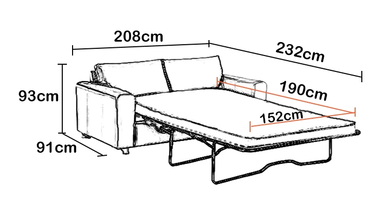 queen sofa bed dimensions