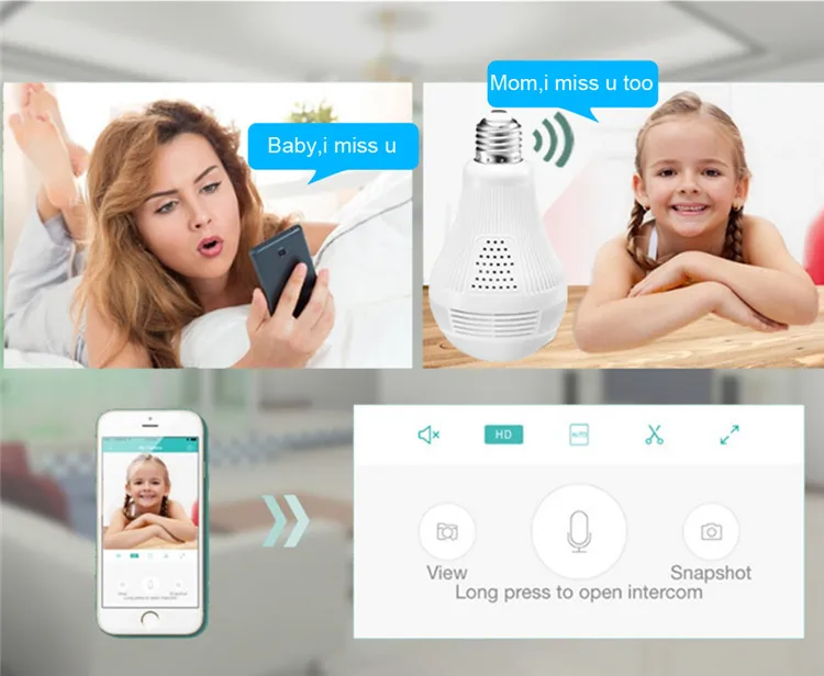 Горячая Распродажа по хорошей цене 960P/1080P/3MP/5MP беспроводная скрытая панорамная камера рыбий глаз 360 лампочка камера видеонаблюдения