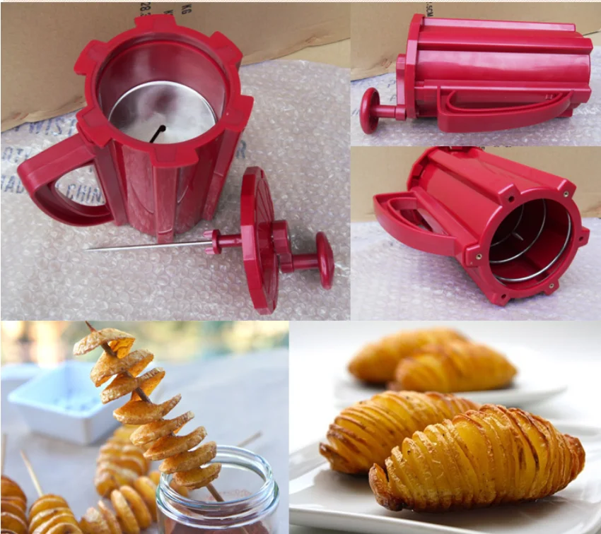 Commercial Manual Spiral Potato Chips Curly Fries Twist Hot Dog