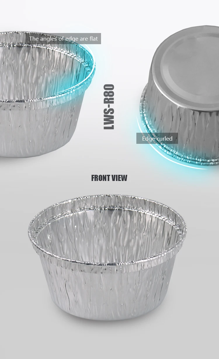 Disposable Mini 100ml Foil Baking Cups With Plastic Lid Aluminum Foil