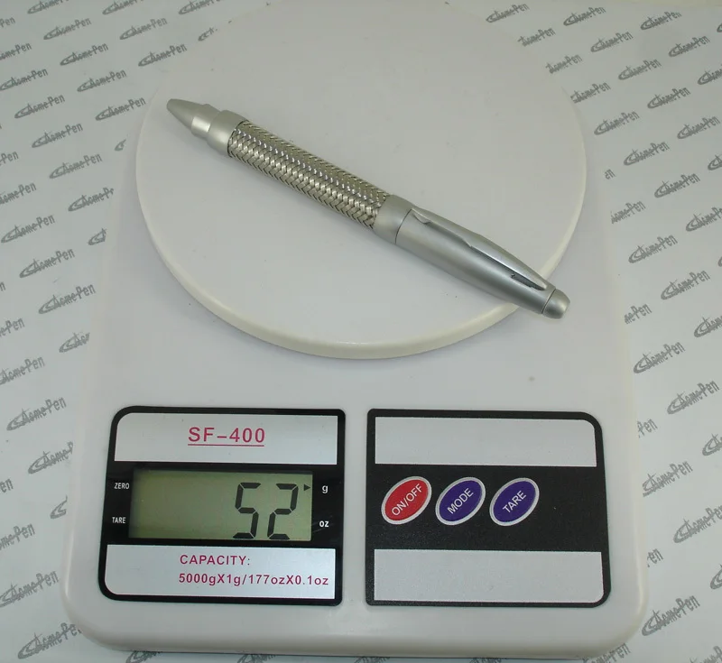 Acmecn Metal Braid Pen Plating Satin Silver 52g Heavy Ballpoint Pen