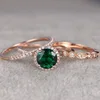 INFANTA JEWELRY Ouple Ring Luxury zircon rose gold three-piece ring sets for lady's proposal engagement first ornament
