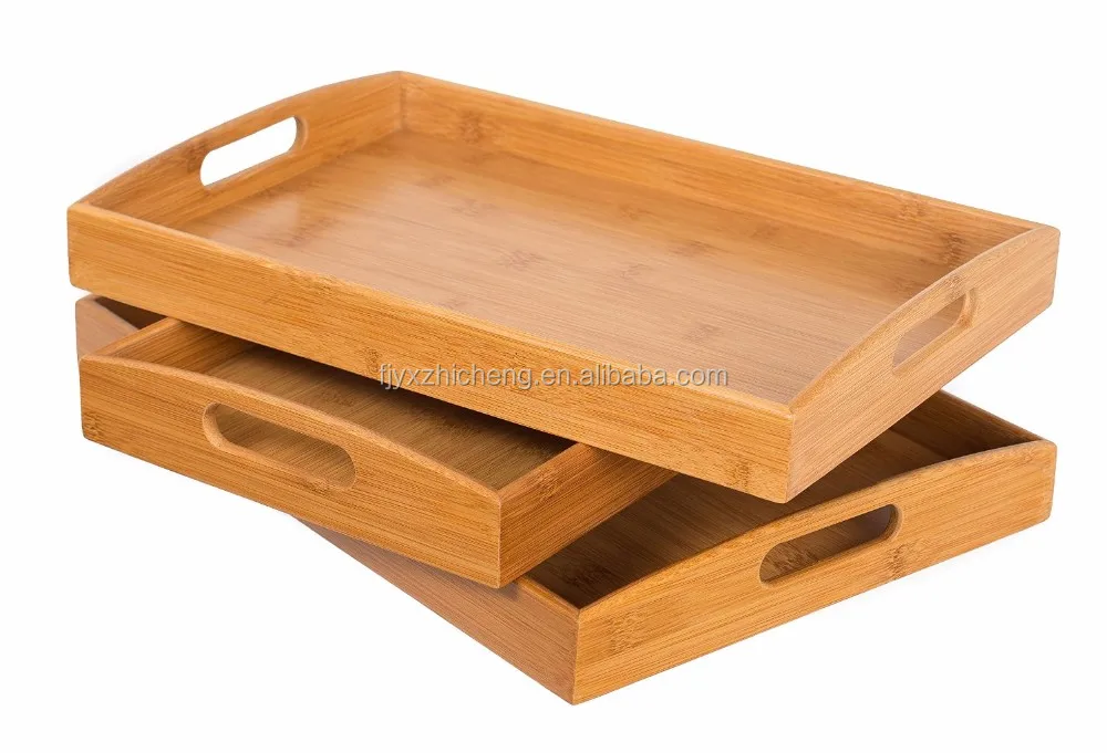 3pcs Round Bamboo Breakfast Bed Serving Tray With Handles Buy Round
