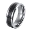 Comfort Fit Mens Tungsten Carbide Ring 8MM Plastic Carbon Fiber Inlay Polished Edges