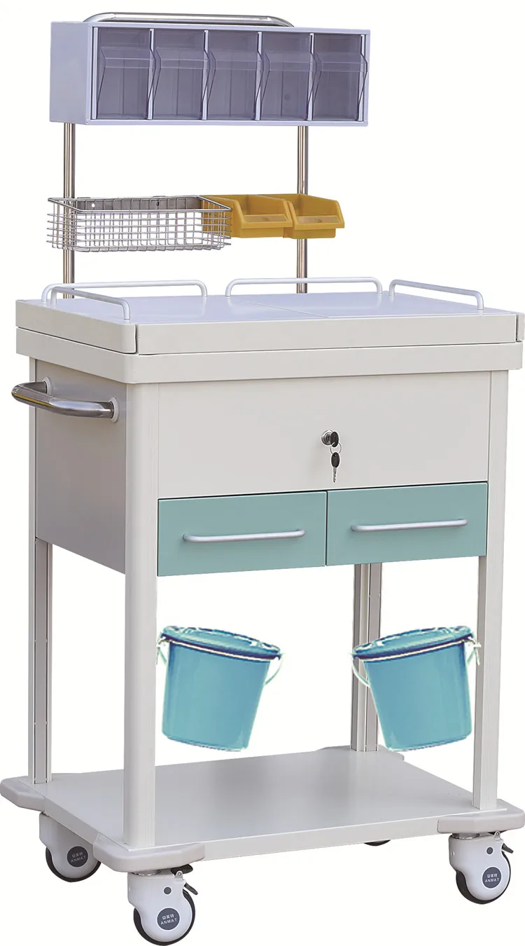 Factory ABS hospital furniture mobile medicine anesthesia crash trolley cart in hospital emergency