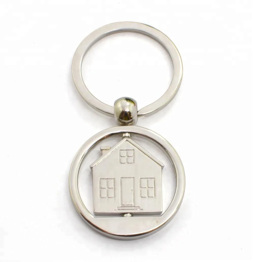 Wholesale Laser Logo Rotating Metal House Shape Keyring Keychain Buy