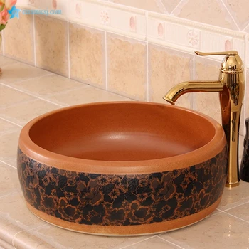 Yl B0 7229 Pottery Type Terracotta Round Earthenware Cabinet Top Bathroom Sink Trough Buy Antique Trough Sink Earthenware Sink Basin Outdoor Ceramic