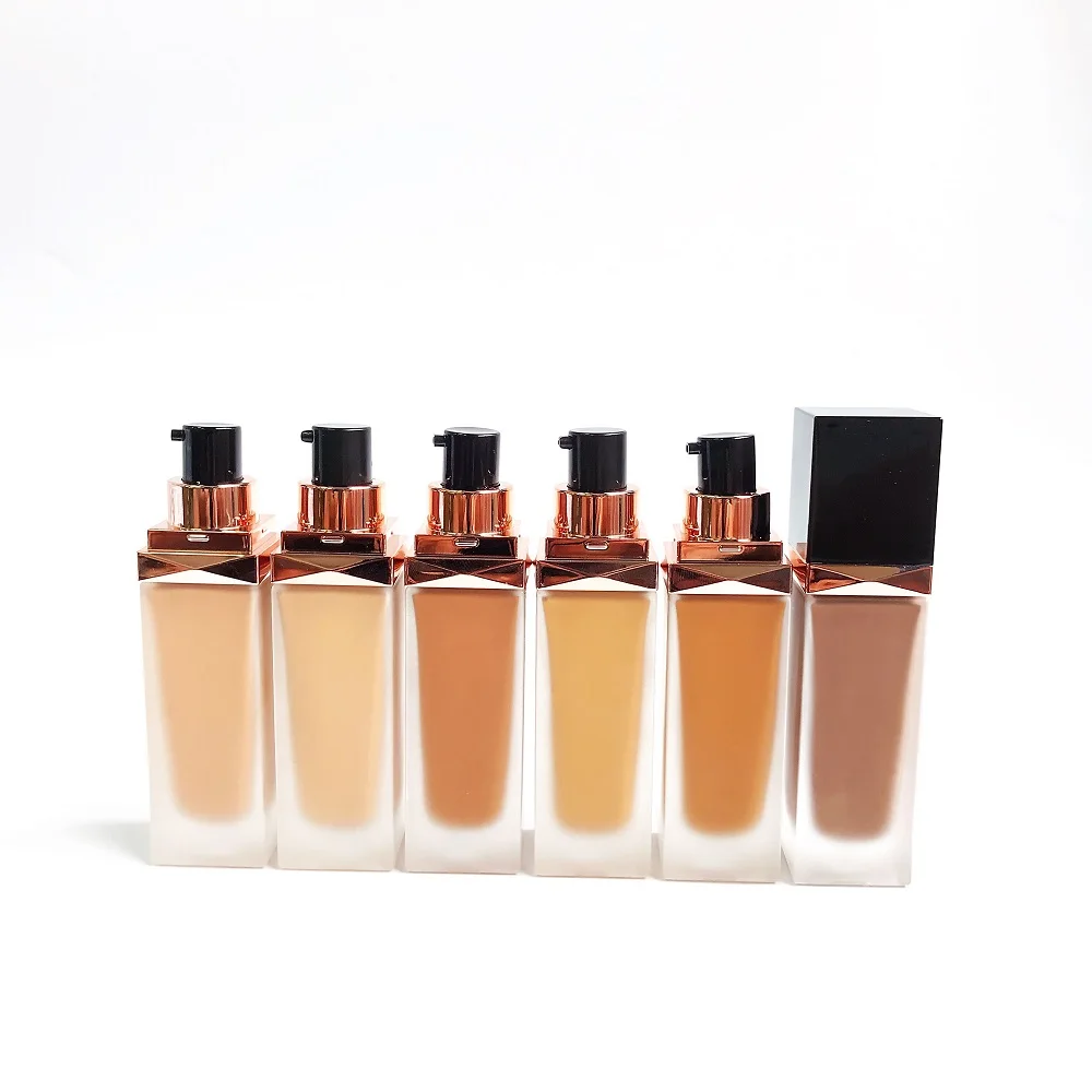 Wholesale Bulk Foundation Makeup 8 Color Liquid Make Up Foundation Light Dark Glass Luxury