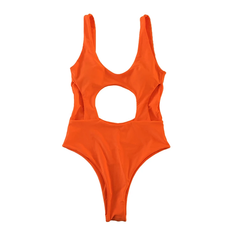 Japan High Quality Sexy Orange Cut Out Tops One Piece Tiny Girl Beach ...