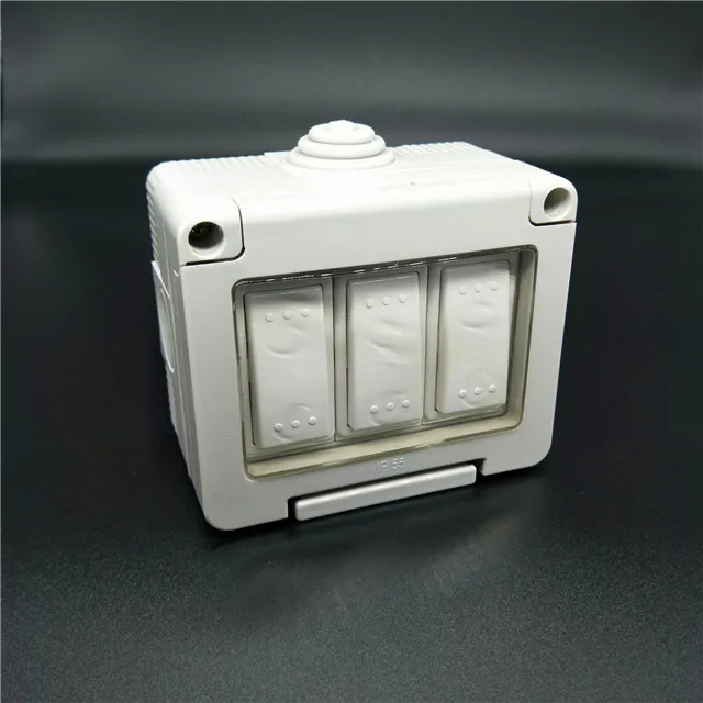 Ip55 10a Switches Waterproof Wall Switch 3 Gang 2 Way