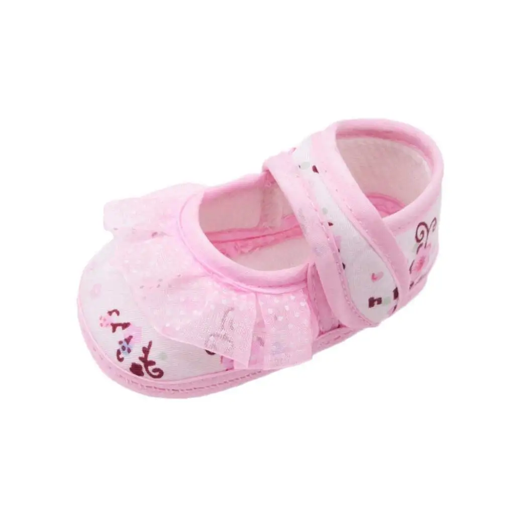Jinjiu Newborn Baby Girl Soft Sole Mary Jane Anti-Slip Kitty Crib Shoes