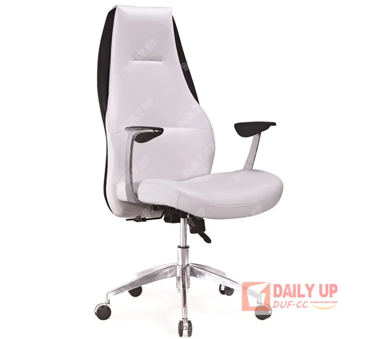 Luxurious Swivel Chair Mechanism Office Furniture Made In China Leather Office Chair with Armrest White Pu Chair Branded Export