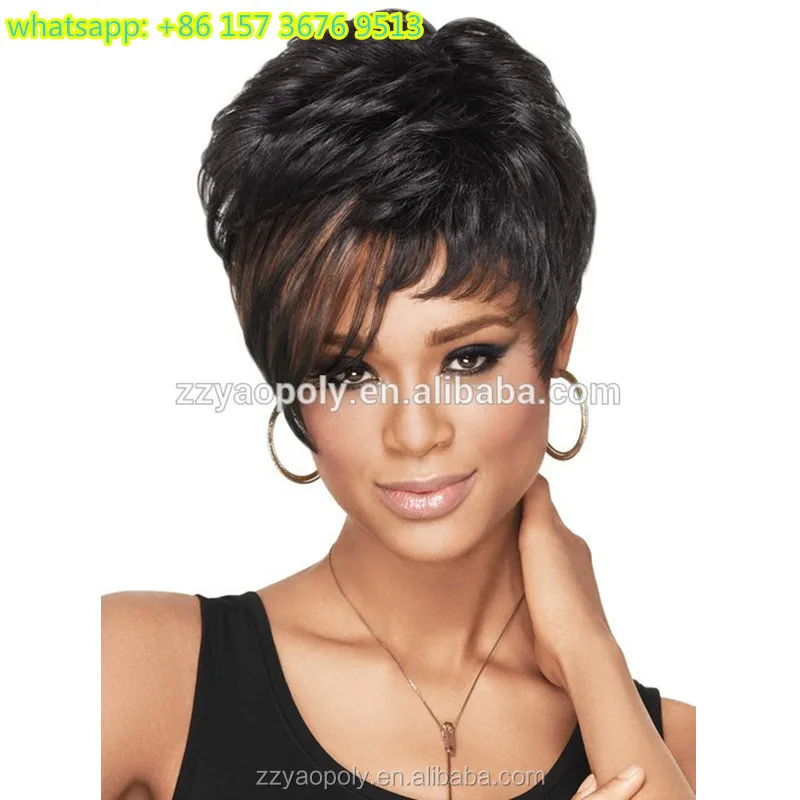 Aliexpress Hot Sale Cheap European America Short Synthetic Full Machine Hair Wigs For White Women , Buy Short Hair Wigs For Small Heads,Synthetic Hair