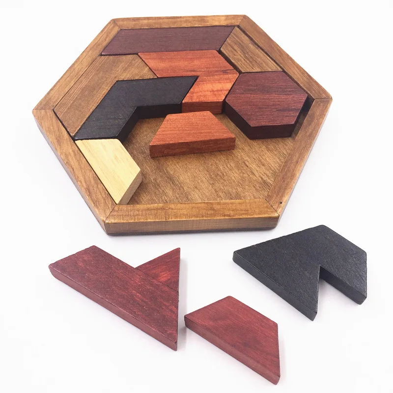 Funny Puzzles Wood Geometric Abnormity Shape Puzzle Wooden Toys Tangram ...