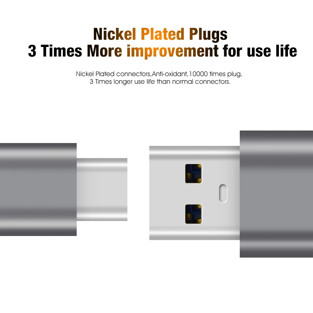 space gray nylon sleeve braided fast charging usb 3.1 type c cable to usb A