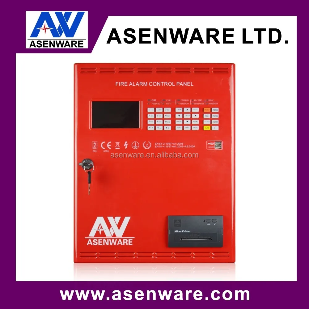 2 wires fire alarm control panel with mini printer