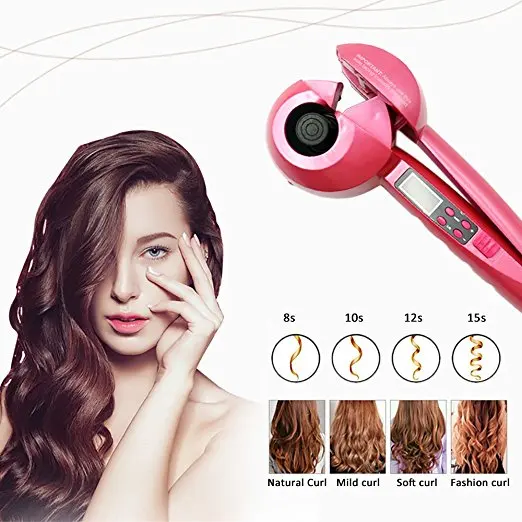 
Wholesale manufacturer hair salon product Private label auto curling hair iron Dual voltage 110V-240V hair curler wand Pink 