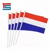 Small 6" x 4" NETHERLANDS HOLLAND HAND WAVING Stick FLAG with black pole
