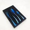2019 heavy duty blue dinnerware silverware stainless steel 24pcs cutlery set tableware set flatware set
