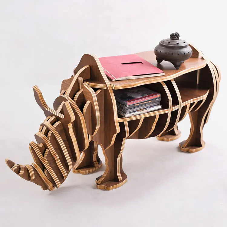New Design Nordic Rhino Animal Modeling Home Decorations Wood Crafts