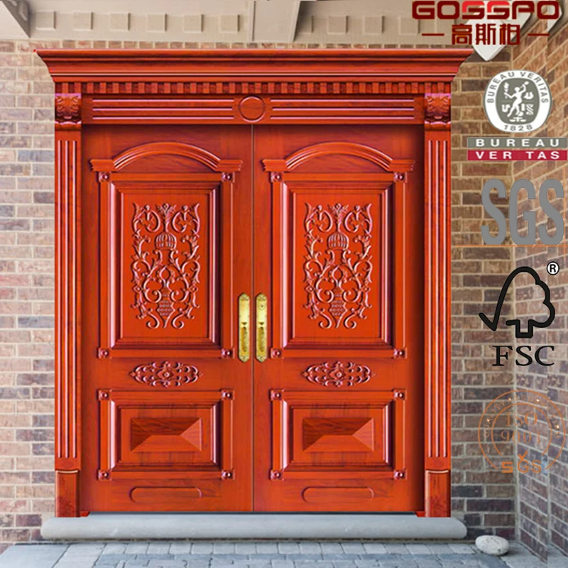 Customized Double Entrance Door Design Of House Solid Wood Main