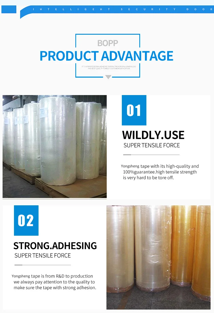 1280 4000m 40mic Jambo Packing Sealing Self Adhesive Jumbo Roll Bopp