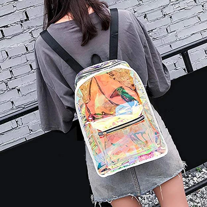 Customized clear children transparent laser pvc waterproof backpack bag