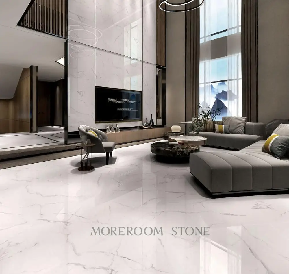 Polished 24x24 White Porcelain Tile Calacatta Floor Product On