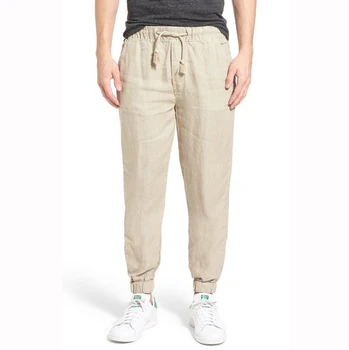 mens white linen jogger pants