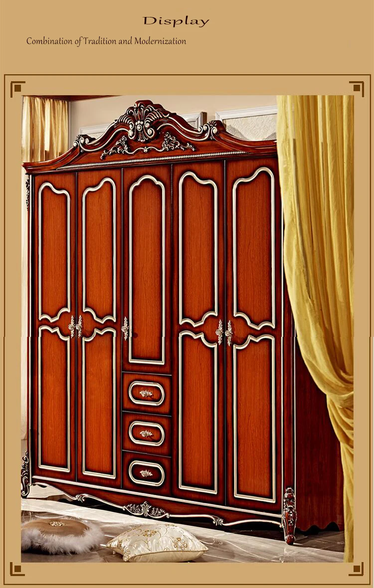 four door wardrobe antique European whole wardrobe French bedroom furniture wardrobe pfy5001